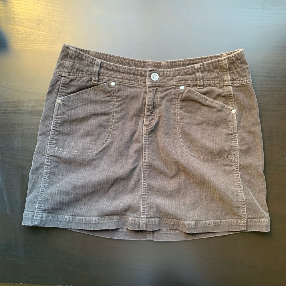 Kühl Mountain Culture Brown/Gray Corduroy Y2K Mini Skirt size 12 EUC